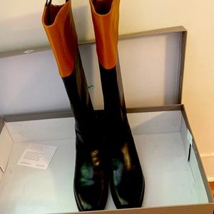 Franco Sarto tall brown and black leather boots